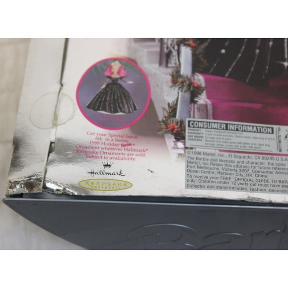 VTG 1998 Mattel Happy Holidays Barbie Doll Special Edition Black Pink Gala Dress - Picture 7 of 11